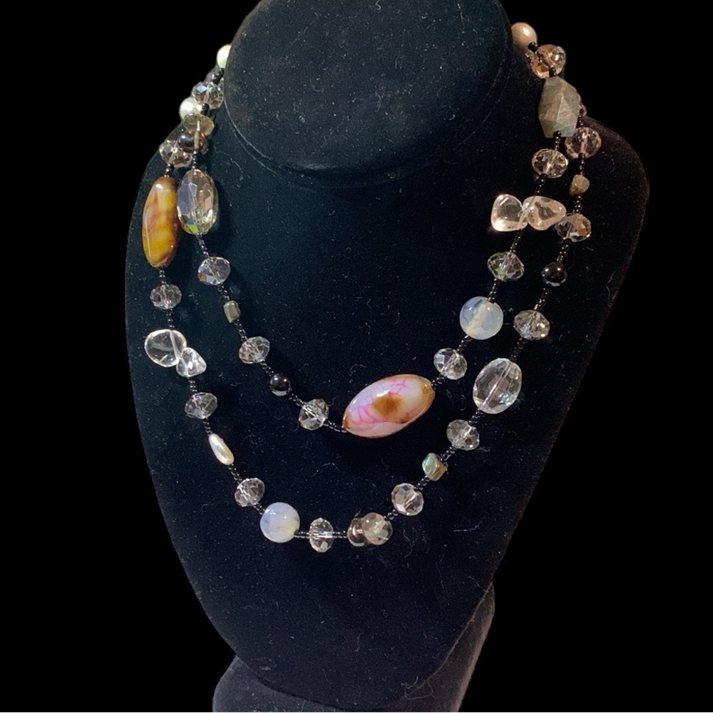 💝Vintage 1970s Crystal & Natural Stone Necklace